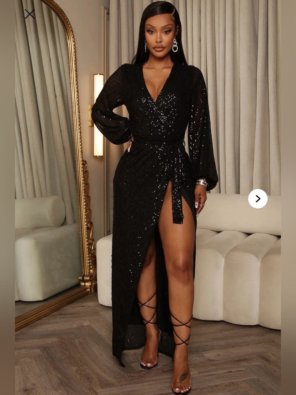 NWT NEW Fashion Nova Gala Glam Sequin Maxi Dress Medium